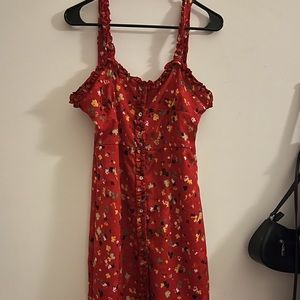 Ruffle detail button midi dress